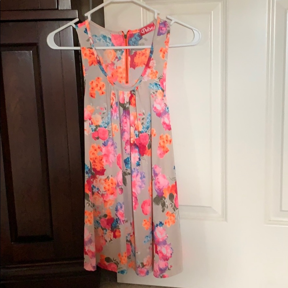 Satin flowered tank
